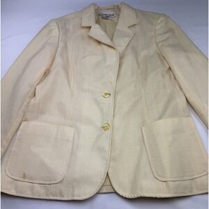 Changing Scene Womens Blazer Size 16 Cream Linen Blend Vintage